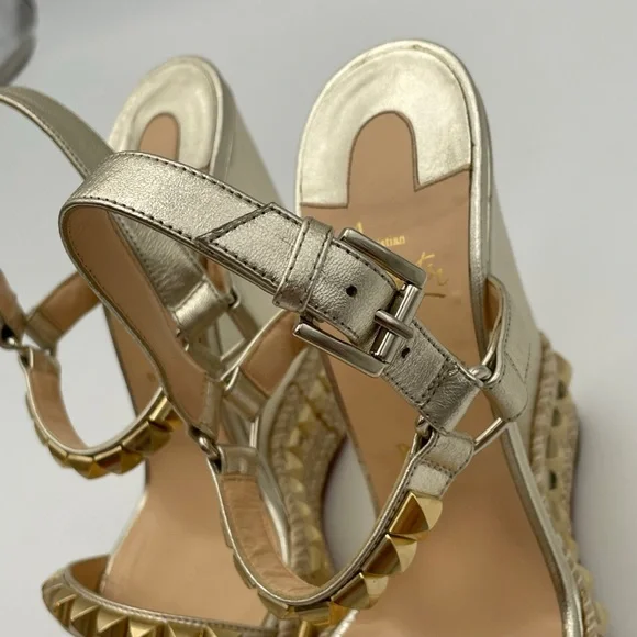 (SOLD) Christian Louboutin Cataclou 140 Nappa Silk Wedge's (1160975)- Size 40 EU - Picture 10 of 14